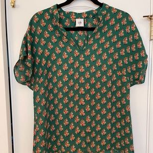 Cabi Stevie Green Floral Top Style #3253